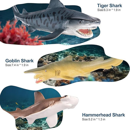 10PCS 5-8" Shark Toys for Toddlers, Sea Ocean Animals Bath Toys for Kids, Shark Figurines Cake Toppers Birthday Party Favors & Gifts for Kids