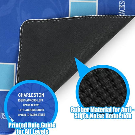 Mahjong Mat with Carrying Bag for Table 32x32 Inch – Non-Slip Noise-Reducing Rubber Mat with Rules for Mahjong, Poker, Card Games, Board Games & Dominoes (Blue)