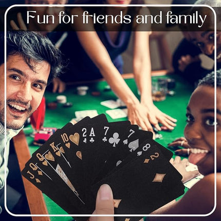 Magic Kiss Waterproof Gold and Silver Foil Poker Playing Cards, Deck of Plastic Playing Cards Gift (Black B 1 Deck)