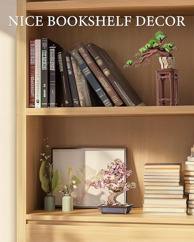 ROBOTIME Sakura Bonsai 3D Puzzles Wooden Artificial Cherry Blossom Tree DIY Model Building Kit for Home Decoration and Office Art Creative Gifts