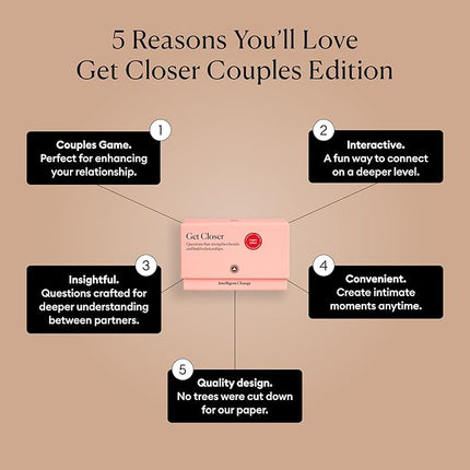 Intelligent Change Get Closer Conversation Cards for Couples, Intimacy Deck Card Game, Fun Date Night Ideas, 100 Icebreaker Couple Questions to Strengthen Bonds and Relationships
