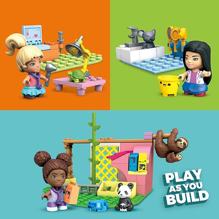 MEGA Construx Barbie Kids Building Blocks Toy Set, Animal Grooming Station with 97 Pieces, 3 Micro-Dolls, Barbie Pets and Accessories, Ages 4+ Years