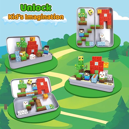 35PCS Mini Magnetic Blocks, Travel Magnetic Building Cubes with Storage Box, Portable Magnetic Toys Set for Boys & Girls 3-5, Birthday Gifts