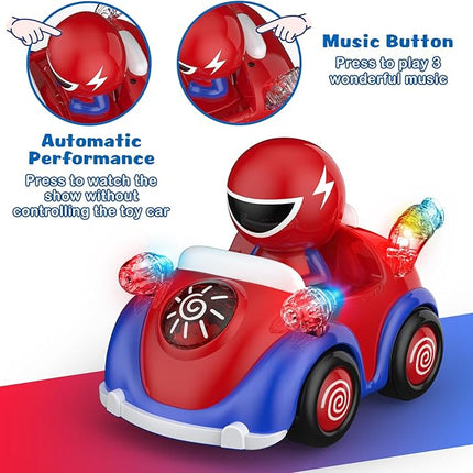 NQD Remote Control Car for Toddlers, RC Cars with Music and Lights, ABS Material RC Cartoon Race Car Toys for Kids Birthday Gifts for Boys Age 3-7
