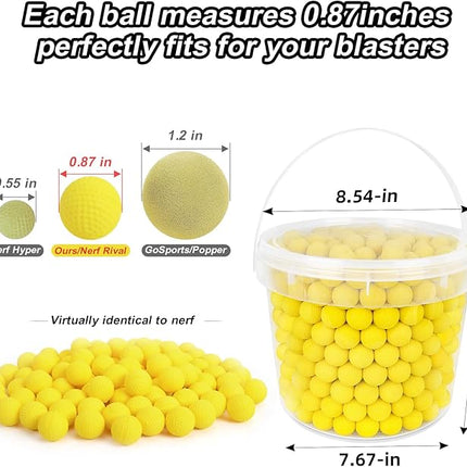 500 Rounds Refill Pack Balls Ammo Bulk Compatible with Nerf Rival Gun, TiopLior Yellow Foam Bullet Ball Replacement Refill Pack for Rival Blasters & Toy Blasters Gun(HIR, High-Impact Rounds)