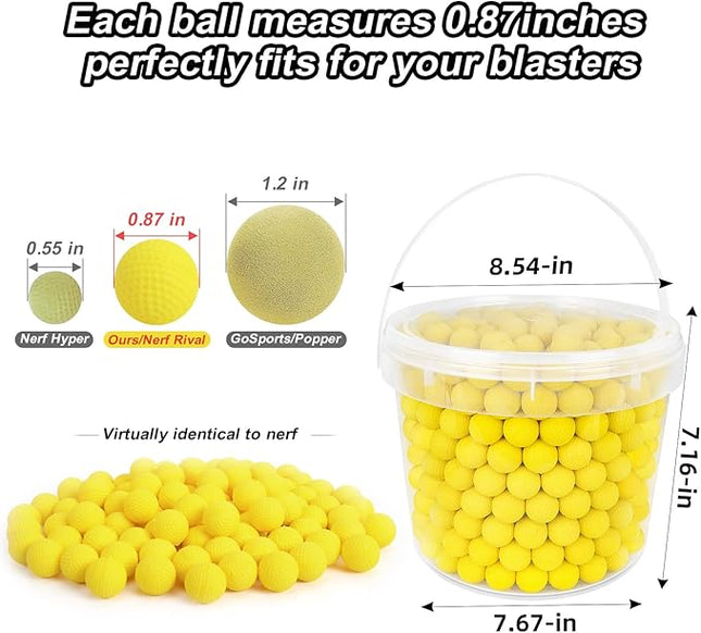 500 Rounds Refill Pack Balls Ammo Bulk Compatible with Nerf Rival Gun, TiopLior Yellow Foam Bullet Ball Replacement Refill Pack for Rival Blasters & Toy Blasters Gun(HIR, High-Impact Rounds)