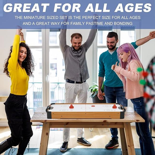 40in Tabletop Air Hockey Table, Portable Arcade Game Table for Kids and Adult, Indoor Game Table w/ 2 Pucks, 2 Pushers, Electronic Motor Fans for Game Room、Family Recreation