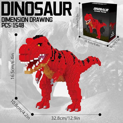 Dinosaur Torvosaurus Building Blocks Model Decor Micro Mini Blocks Toy Birthday for Age 6+ Children Adults Teens 1548 Pieces