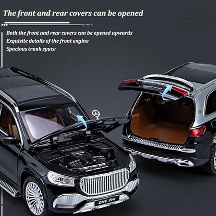 1/24 Scale Benz GLS600 SUV Toy Car, Zinc Alloy Diecast Car Model with Sound Light and Pull Back Function, Collectible Children's Toy Vehicles for Boys Adults Gift