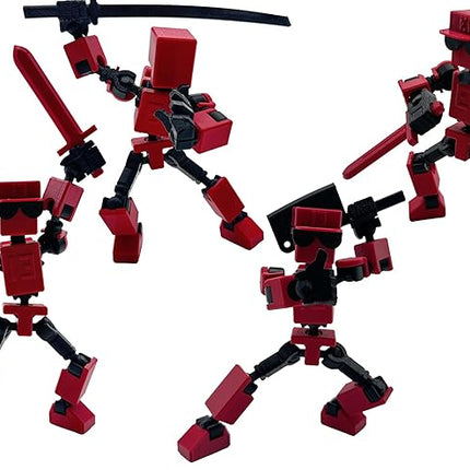 (Assembly Completed) 3D Printed 6.65-inch Action Figure Mini-13, Full Body Mechanical Movable Toy, Multiple Accessories, Desk Decoration, Creative Gifts (Red)