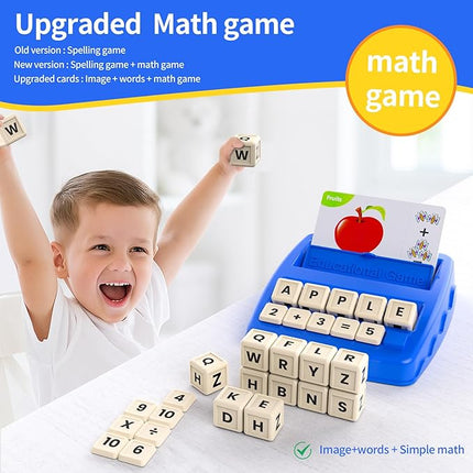 Educational Toys for Kids Ages 3-8, Matching Letter Spelling Math Game ABC Learning, Christmas Birthday Gifts Preschool& Kindergarten Kids for 3 4 5 6 7 8 Year Olds Boys and Girls Navy Blue