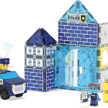 MAGNA-TILES Police Station 35-Piece Magnetic Construction Set, The Original Magnetic Building Brand