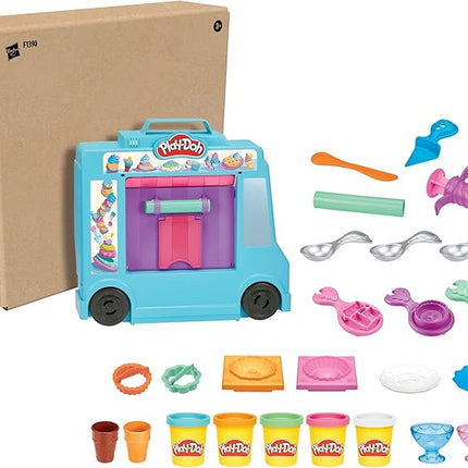 Play-Doh Kitchen Creations Ice Cream Truck Toy Playset for Kids, 20 Play Kitchen Accessories, 5 Colors, Preschool Toys for 3 Year Old Girls and Boys and Up