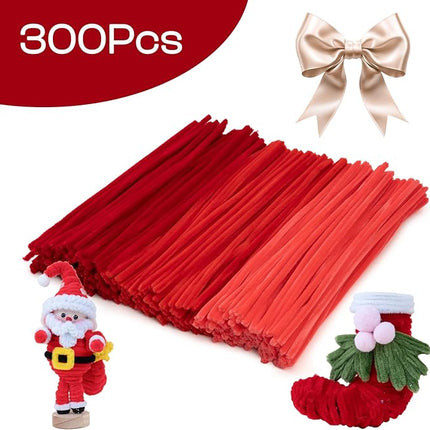 Caydo 300 Pieces Red Pipe Cleaners Craft Chenille Stems for DIY Art Creative Crafts Party Valentine's Day Decorations (12 Inch x 6 mm)