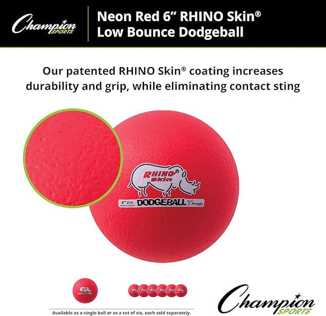 Champion Sports® Rhino Skin® Low Bounce Dodgeball Sets & Singles for Playground, PE, Backyard & League Games – Team Sports Equipment for Youth & Adults