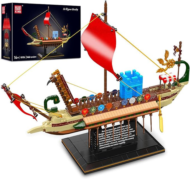 Mould King 10156 Roman Warship Model Building Blocks Kits, MOC Large Battleship Model with Display Stand Construction Set to Build, Gift for Age 14+/Adults Collections Enthusiasts (1466+ Pieces)