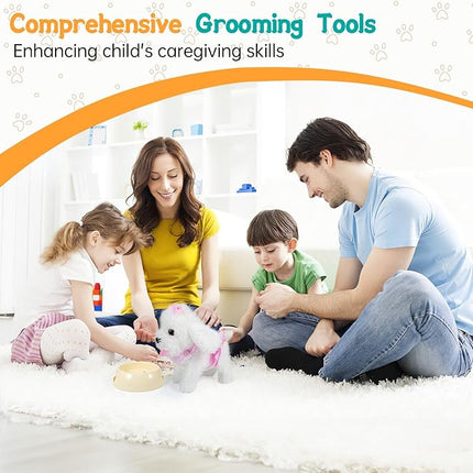 Remote Control Robot Dog, Electronic Plush Puppy Dog Toy, Interactive Toys, Walks, Barks, Shake Tail, Stuffed Animal Gift for Girl and Boy Age 3-6 Year Old (White)