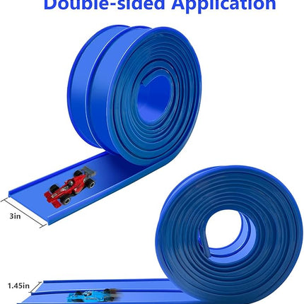 Flex Tracks 15 Ft for Kids, Flexible Race Car Ramp Track with Hot Wheels and Diecast 1/64th Cars, Double-Sided Racetrack with 2 Small Racecars, Toys Gifts for Age 3 4 5 6 7 Years Old Boys Girls Kids