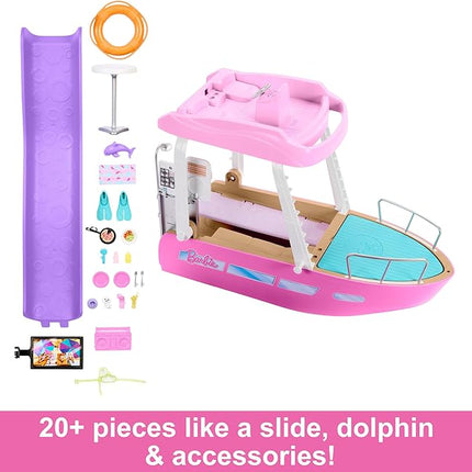 Barbie Dream Boat Playset with 20+ Ocean-Themed Accessories Sized to Fashion Dolls Including Pool, Slide & Dolphin