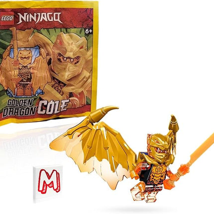 LEGO NINJAGO Crystalized Minifigure - Cole (Golden Dragon) with Wings and Gold Fire Sword