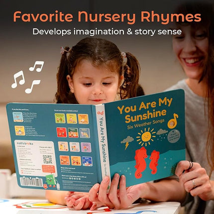 Cali's Books You Are My Sunshine Music Book Toddlers 1-3 Years Old - Nursery Rhymes Musical Book, Headphone Jack, Interactive Baby Sound Book, Singing Toy Children Girls Learning Song Toy Toddler Boys