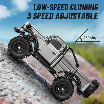 RC Pickup Truck, C8813 Dodge Pickup, 1:18 Scale All Terrain Remote Control Crawler, 2.4 GHz 4WD Off-Road Rock Car with Alloy Frame, Shock Absorber, 45°Climbing Gifts for Teens Beginners