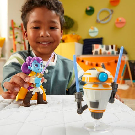 Star Wars: Young Jedi Adventures Pop-Up Lightsaber Duel, LYS Solay & Training Droid Action Figures, 4-Inch Scale Toys, Preschool Toys for 3 Year Old Boys & Girls