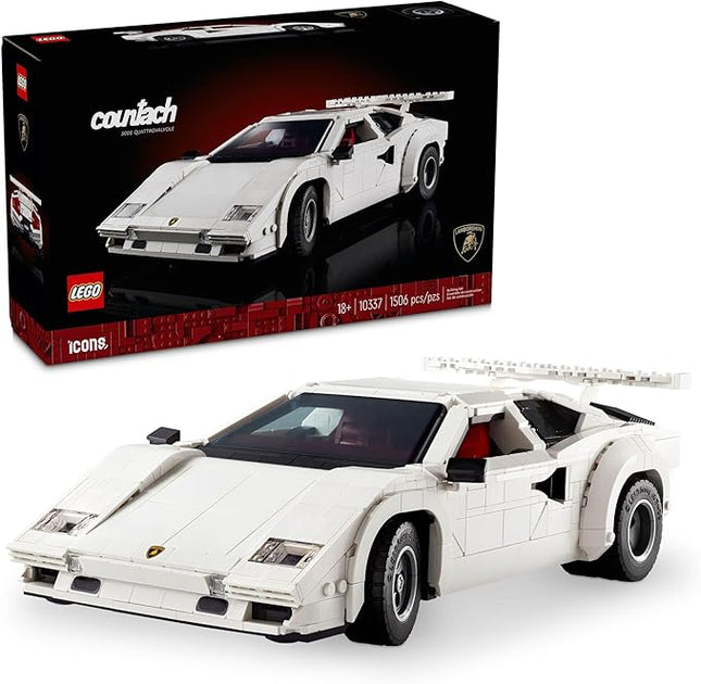 LEGO Icons Lamborghini Countach 5000 Quattrovalvole Model Car Kit - Collectible Building Set for Adults, Ages 18+ - Detailed Lamborghini Car Kit with Scissor Doors, V12 Engine, and More - 10337