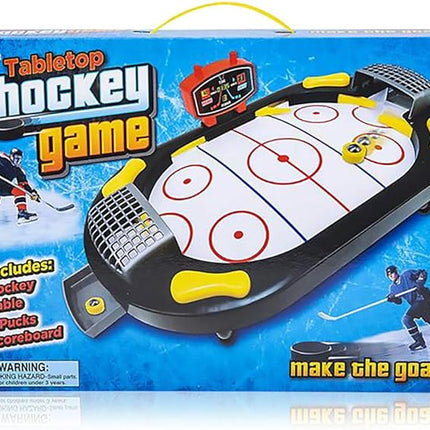 Gamie Air Hockey Tabletop Mini Game, Desktop Sports Game with Mini Hockey Table, 2 Pucks, and Scoreboard, Fun Indoor Games for Home, Office, Best Gift Idea for Kids