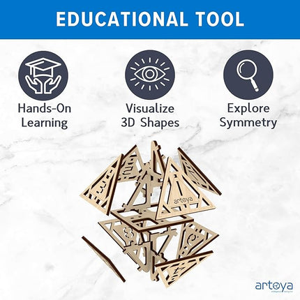 3D Wooden Puzzles for Teens & Adults – Smart Brain Teaser Puzzles, Wood Models, Creative & Educational Fun, Sustainable Materials, Ages 14 and Up Octahedron D8