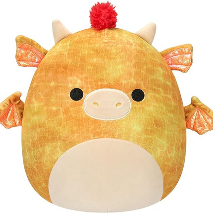 Squishmallows Original 12-Inch Dieric Yellow Dragon with Orange Mane - Official Jazwares Large Plush