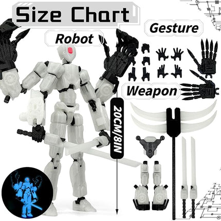 8Inch T13 Action Figure Assembly Completed,3D Printed Multi-Jointed Movable Toy Nova 13 Action Figures Desktop Decorations for Game Lovers Toy (Luminous Blue)