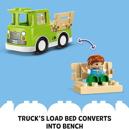 LEGO DUPLO Town Caring for Bees & Beehives Preschool Kids’ Learning Toy, 2 Figures and a Drivable Truck, STEM Toy, Build-and-Rebuild Educational Set for Toddlers Ages 2 Years Old and Up, 10419