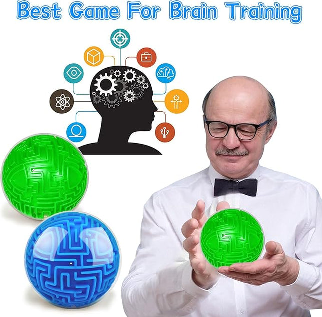 3D Puzzle Ball Maze Brain Teasers Games Puzzle Toy Gravity Memory Cube Educational Toys Gifts for Students Teens Adults,Blue and Green