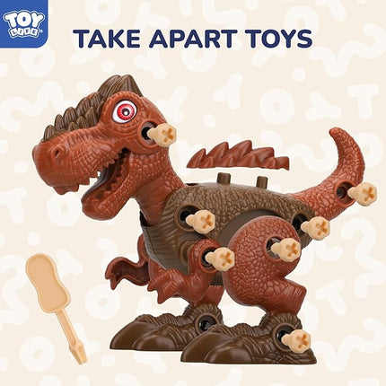 TOY Life 3-Pack Take Apart Dinosaur Toys for Kids 3 5 7 Kid Dinosaur Toy with Electric Drill Birthday Gifts Take Apart Toy for Boys Building Toys for Kids Ages 4-8 Stem Toys Tool Set