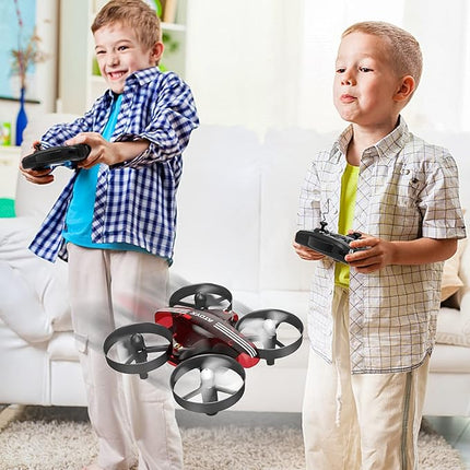 Mini Drone for Kids & Beginners, Indoor Portable Hand Operated/RC Nano Helicopter Quadcopter with Auto Hovering, Headless Mode & Remote Control, Children's Day Gift for Boys and Girls -Red.4-blade design delivers greater stability and increased thrust.