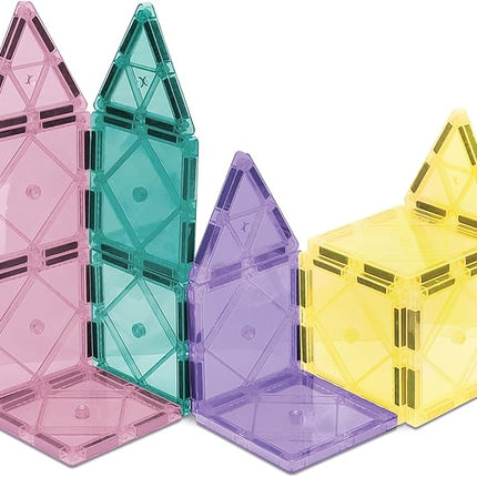 CreateOn Crayola Magnetic Tiles, Building Set for Kids, Magnetic Building Toys for Kids, STEM Travel, Gift for Boys and Girls Ages 3+, 14-Piece Set (Pastel)
