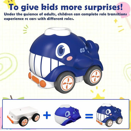 Remote Control Car for Toddlers 1-3, Electric RC Toys with Light & Music, Safe & Durable Cartoon Silicone Crash-Resistant RC Car, Christmas Birthday Gift Ideas for Kid Girls & Boys