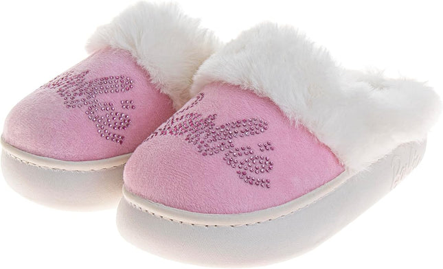 Josmo Barbie Girls Slippers Cozy Fuzzy Plush House Shoes Warm Indoor Outdoor Kids Bedroom Slippers for Little Kid Big Kid Adults