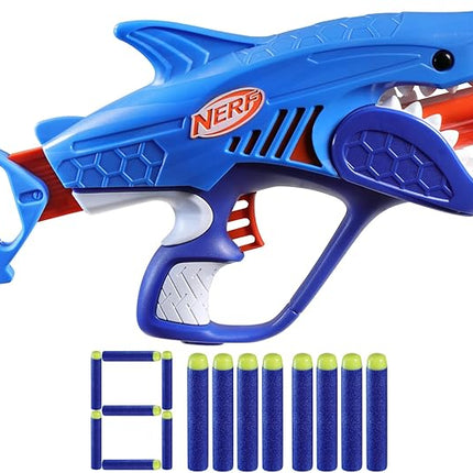NERF Junior Wild Sharkfire, Easy Play Dart Blaster, 8 Nerf Elite Darts, Nerf Blaster Shark Toys for 6 Year Old Boys & Girls & Up, Outdoor Toys