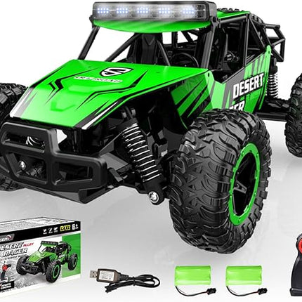 RACENT Remote Control Cars for Boys - 1:16 20kph RC Truck Off-Road Monster Truck Toy for Kids & Adults with 2 Rechargeable Batteries (Green)
