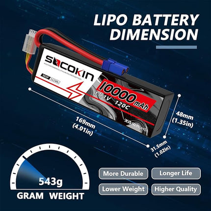 3S Lipo Battery 10000mah 120C with EC5 Connector Soft Case for RC Car Boat Truck Helicopter Airplane Drone FPV RC Hobby