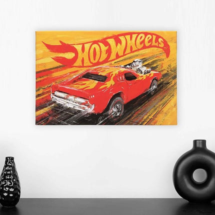 Mattel Hot Wheels Red Car Gallery Wrapped Canvas Wall Decor - Vintage Hot Wheels Wall Art for Kids' Bedroom or Man Cave