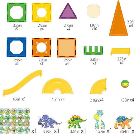 Dinosaur Magnetic Blocks Set, Upgrade DIY Magnets Building Blocks for Kids, 60 Piece Magnets Tiles for Boys and Girls Learning by Playing Games to Improve Imagination and Creativity