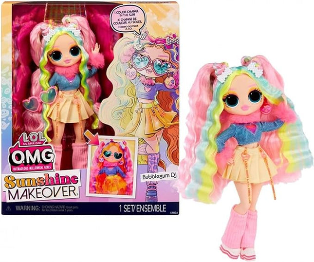 L.O.L. Surprise! OMG Sunshine Color Change Bubblegum DJ Fashion Doll with Color Changing Hair and Fashions and Multiple Surprises – Great Gift for Kids Ages 4+