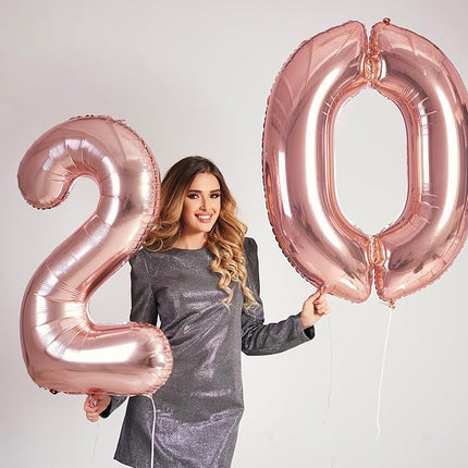 Smlpuame 40 Inch Number 2 Balloons Champagne Gold, 4pcs Huge Foil Balloon Numbers 2 0 2 5 for 2nd 5th 20th 25th 50th Birthday Anniversary Graduation Class of 2025 Party Decorations Supplies