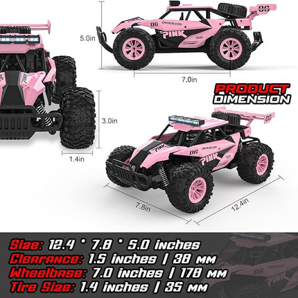 BLUEJAY Remote Control Car, 2.4GHz High Speed 33KM/H RC Cars Toys, 1:12 Monster RC Truck Off Road with LED Headlight and Rechargeable Battery Gifts for Adults Boys 8-12