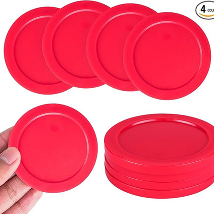 Super Z Outlet Home Air Hockey Red Replacement 2.5" Pucks for Game Tables, Equipment, Accessories (Pack of 4)