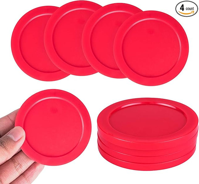 Super Z Outlet Home Air Hockey Red Replacement 2.5" Pucks for Game Tables, Equipment, Accessories (Pack of 4)