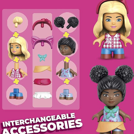 MEGA Barbie Toy Building Set - Farmer's Market With 3 Micro-Dolls, 4 Pets and Accessories - Easy To Build Set For Ages 4 and Up